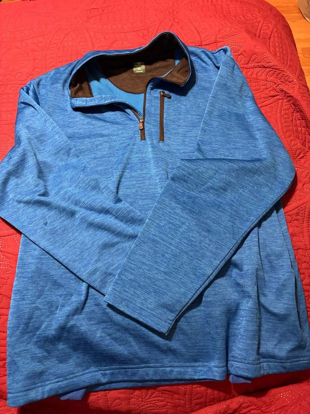 Pro Tour Quarter Zip Pullover Size XL Blue Brown